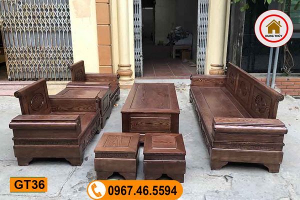 Bộ ghế đối tay pháo gỗ sồi Nga GT36
