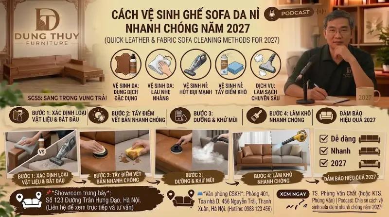 Cách vệ sinh ghế sofa da nỉ nhanh chóng năm 2027