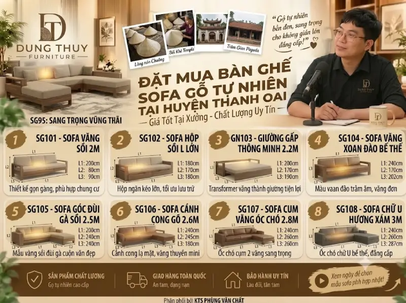 Đặt mua bàn ghế sofa gỗ tự nhiên ở đâu tốt và rẻ tại huyện Thanh Oai