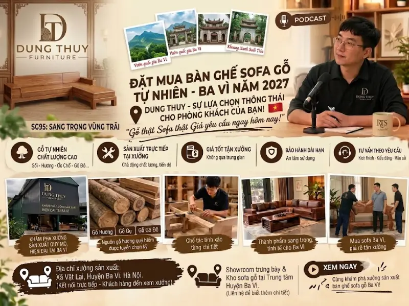 Đặt mua bàn ghế sofa gỗ tự nhiên rẻ mà tốt ở Ba Vì