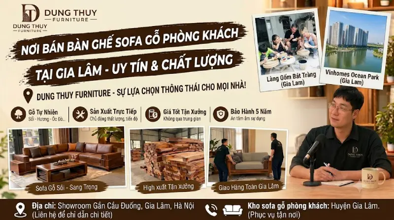 Địa chỉ bán bàn ghế sofa gỗ phòng khách Gia Lâm