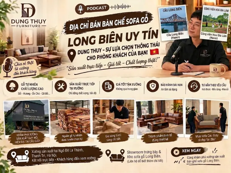 Địa chỉ bán bàn ghế sofa gỗ phòng khách Long Biên