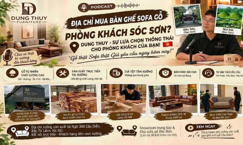 Địa chỉ bán bàn ghế sofa gỗ phòng khách tại Sóc Sơn