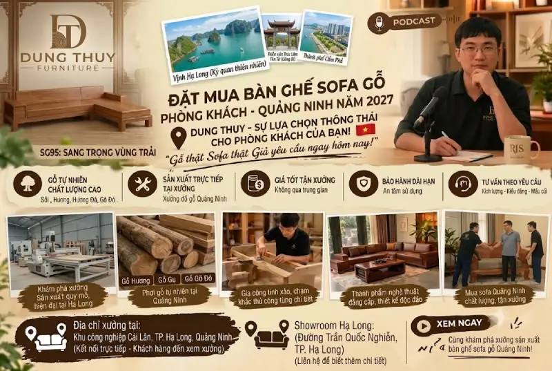 Địa chỉ bán bàn ghế sofa gỗ phòng khách tại TP Quảng Ninh