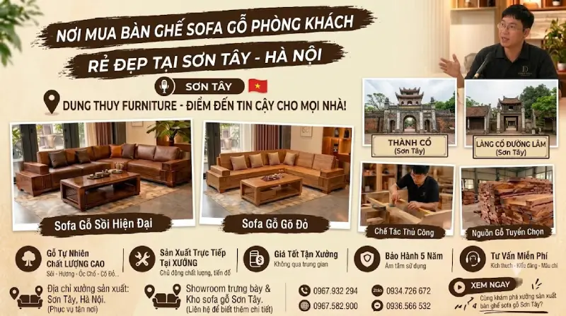 Địa chỉ bán bàn ghế sofa gỗ tự nhiên giá rẻ và tốt tại Sơn Tây