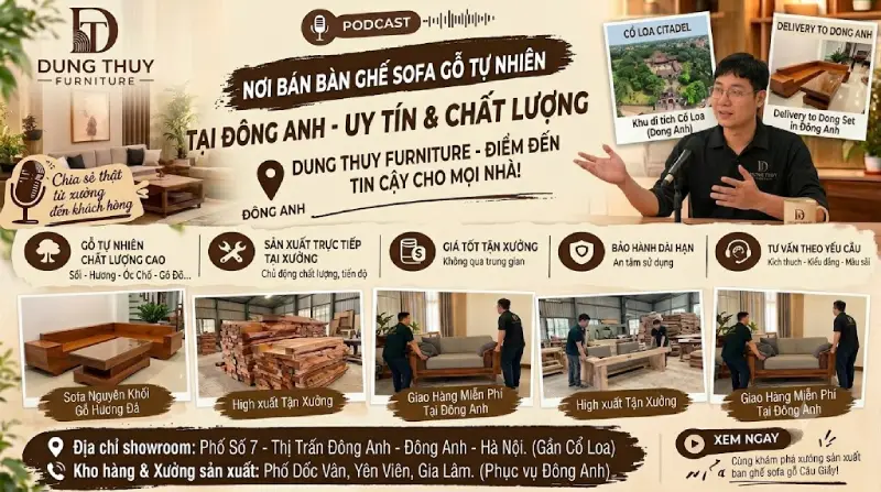 Địa chỉ bán bàn ghế sofa gỗ tự nhiên phòng khách Đông Anh