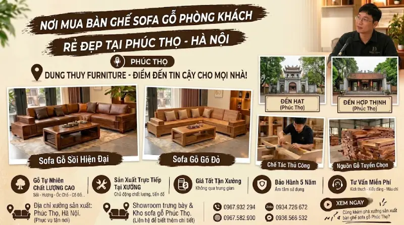 Địa chỉ cửa hàng bán sofa gỗ tự nhiên đẹp rẻ ở Phúc Thọ