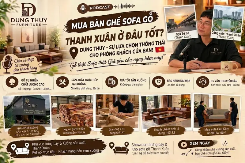 Địa chỉ mua bàn ghế sofa gỗ phòng khách Thanh Xuân