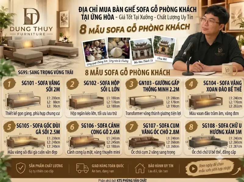 Địa chỉ mua bàn ghế sofa gỗ phòng khách Ứng Hòa