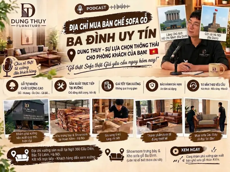 Địa chỉ mua bàn ghế sofa gỗ tại Ba Đình
