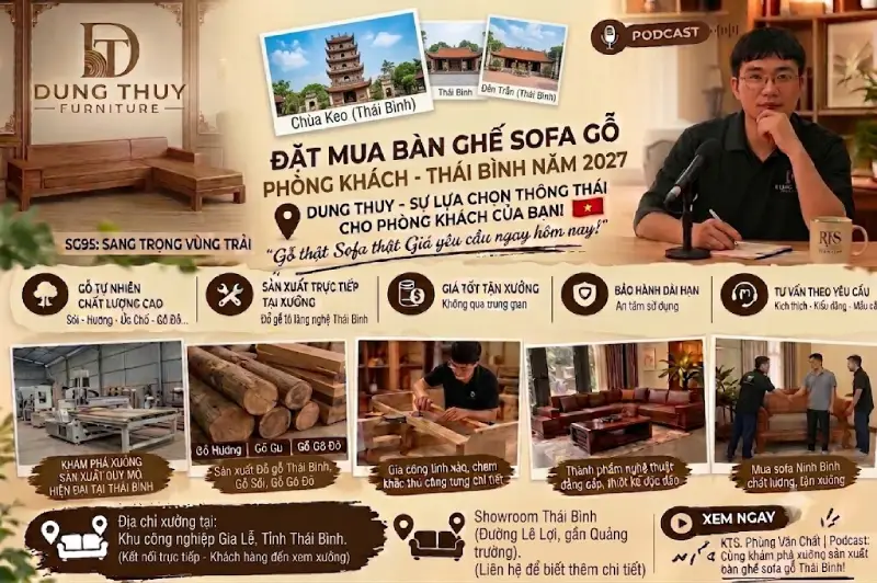 Mua bàn ghế sofa gỗ phòng khách tỉnh Thái Bình ở đâu tốt