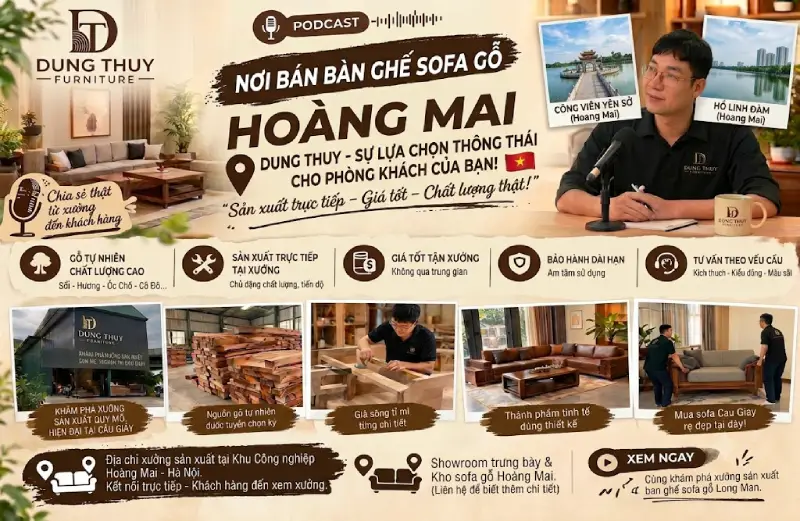 Nơi bán bàn ghế sofa gỗ phòng khách Hoàng Mai