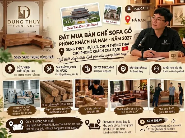 Nơi bán bàn ghế sofa gỗ phòng khách tỉnh Hà Nam (Ninh Bình mới)