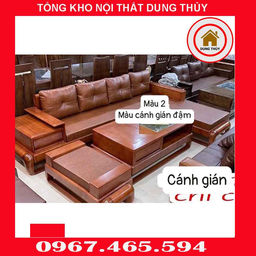 Sofa góc chữ L đùi gà gỗ sồi Nga SG77L cánh gián