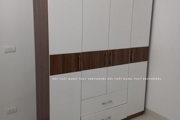 Tủ đựng quần áo 4 cánh 3 buồng gỗ công nghiệp TG08