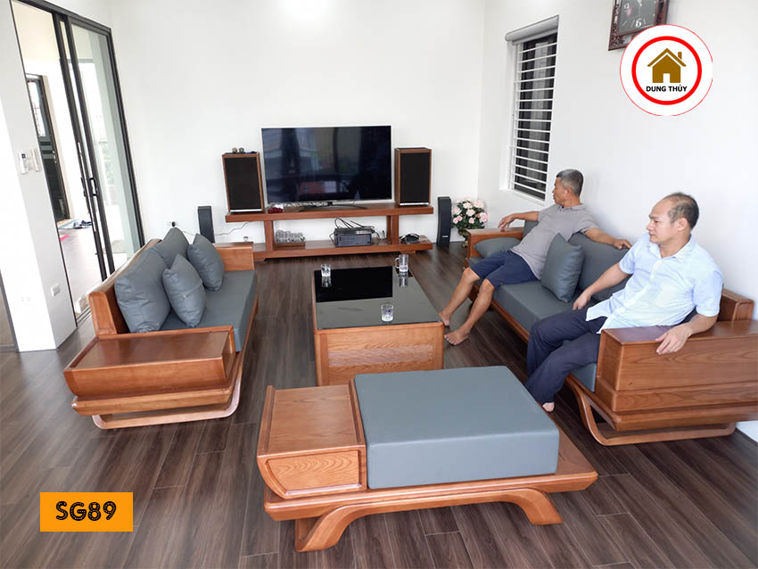 bài trí ghế sofa gỗ hợp phong thủy