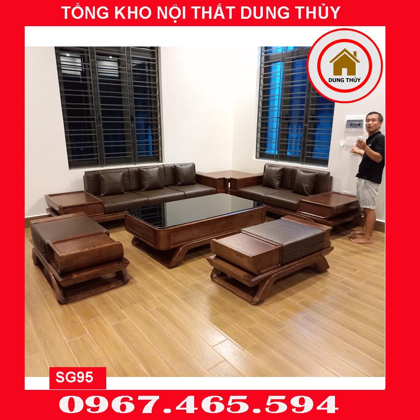 bàn ghế sofa gỗ phòng khách Tây Hồ
