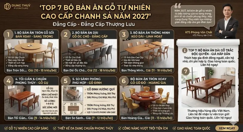 bộ bàn ăn bằng gỗ tự nhiên cao cấp