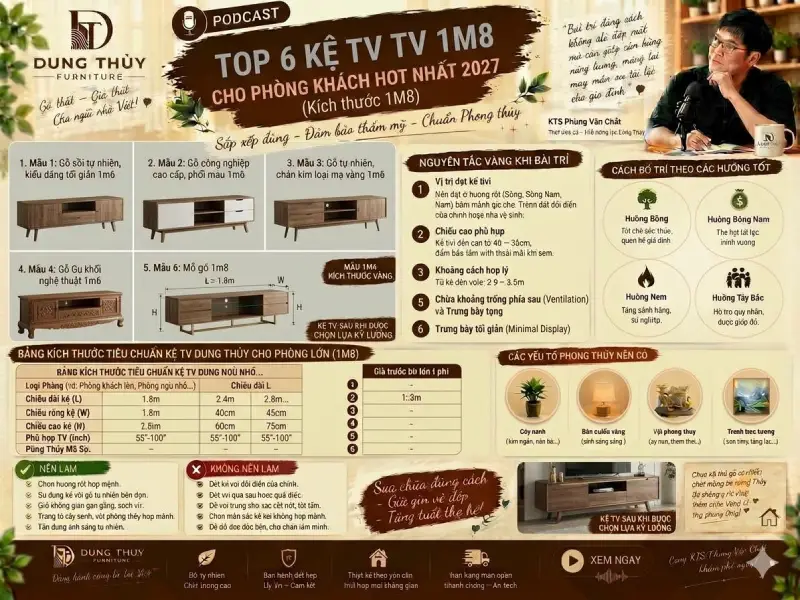 kệ để tivi cho phòng khách 1m8