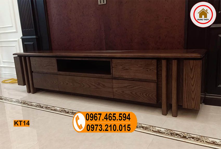 Kệ tivi 5 ô tủ gỗ sồi Nga KT14