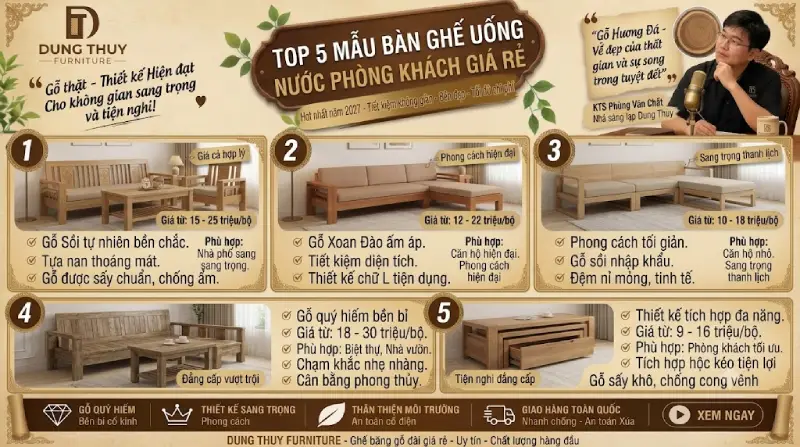 mẫu bàn ghế uống nước phòng khách giá rẻ
