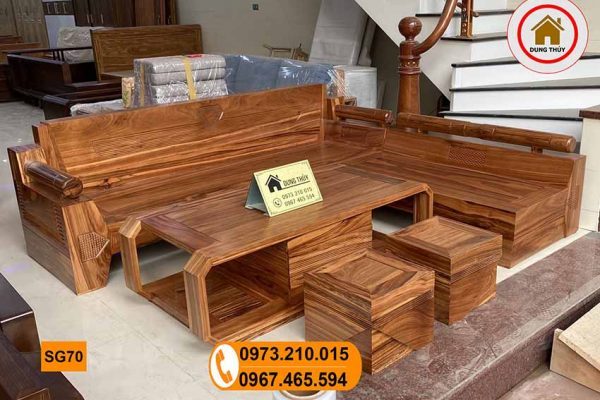 sofa góc kim cương gỗ hương xám đẹp SG70