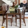 bàn ăn 4 ghế lá khế gỗ sồi BA26