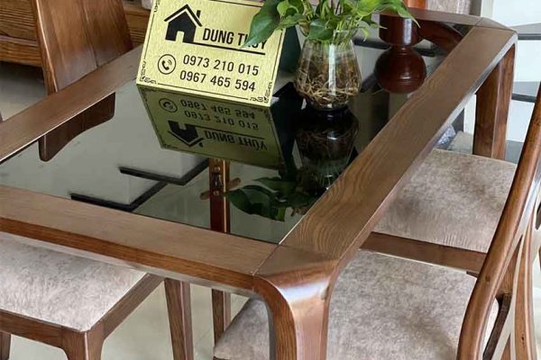 bàn ăn 4 ghế lá khế gỗ sồi BA26