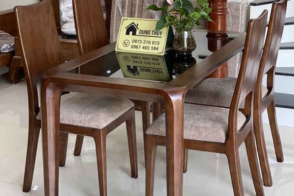bàn ăn 4 ghế lá khế gỗ sồi BA26