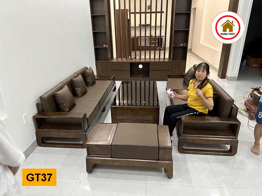 Bộ ghế đối chân quỳ gỗ sồi Nga GT37 chất