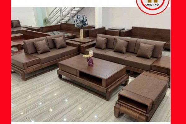 Bộ ghế sofa 2 văng hình đùi gà gỗ hương xám SG73x