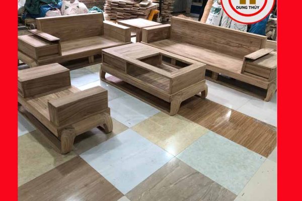 Bộ ghế sofa 2 văng hình đùi gà gỗ hương xám SG73x