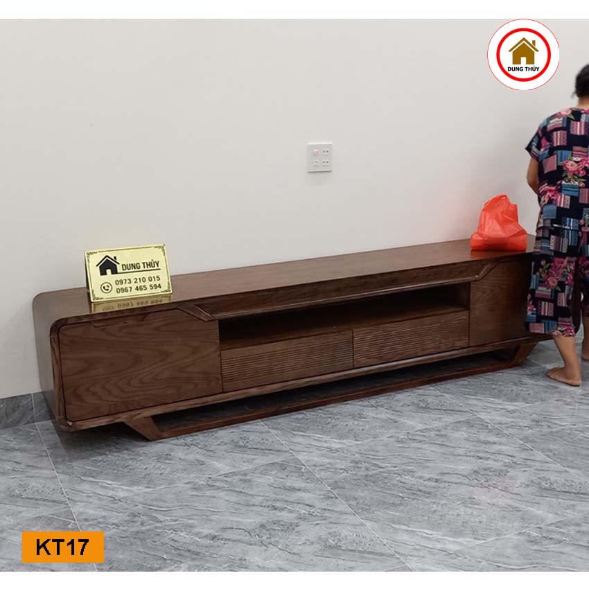 Kệ tivi 4 ô tủ chân quỳ gỗ sồi Nga KT17
