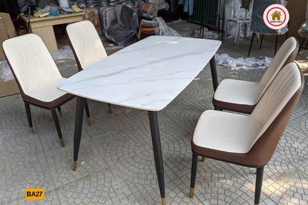 Bộ bàn ăn 4 ghế bọc da nhập khẩu BA27