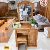 Bàn trang điểm gương bầu dục gỗ hương xám TD05