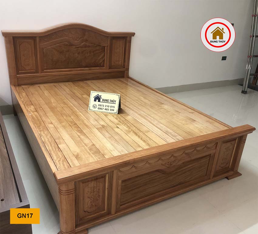 Giường ngủ mặt nan kiểu truyền thống gỗ đinh hương GN17