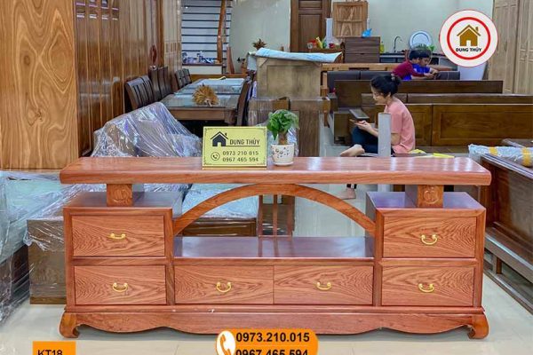 Kệ tivi 6 ô gỗ hương xám đá KT18