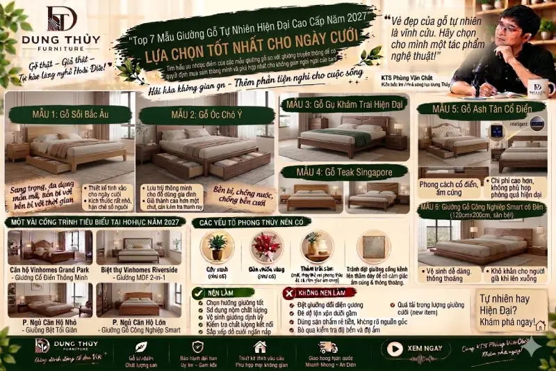 mẫu giường gỗ tự nhiên hiện đại cao cấp