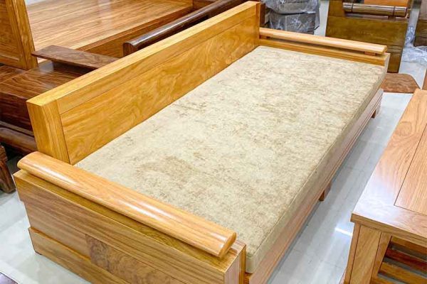 sofa gỗ nhỏ gọn 1 văng 1 bàn gỗ gõ đỏ SG72