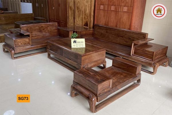 Bộ ghế sofa hình đùi gà gỗ hương xám SG73