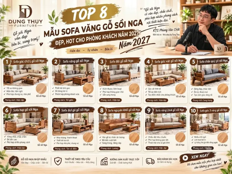 sofa văng gỗ sồi Nga cho phòng khách hot