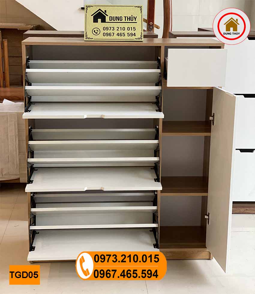 Tủ giầy dép 3 tầng cánh lật 1 hộc gỗ công nghiệp TGD05