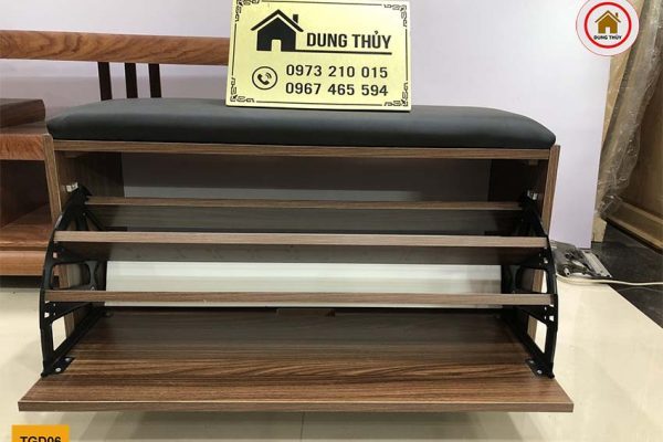 Tủ đựng giầy dép cánh lật 1 tầng mini gỗ sồi Nga TGD06