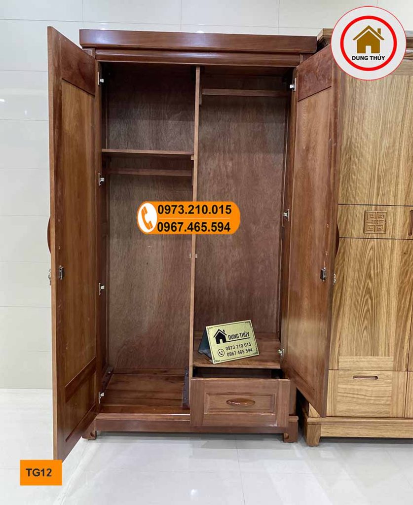 tủ đựng quần áo 2 cánh gỗ xoan đào TG12