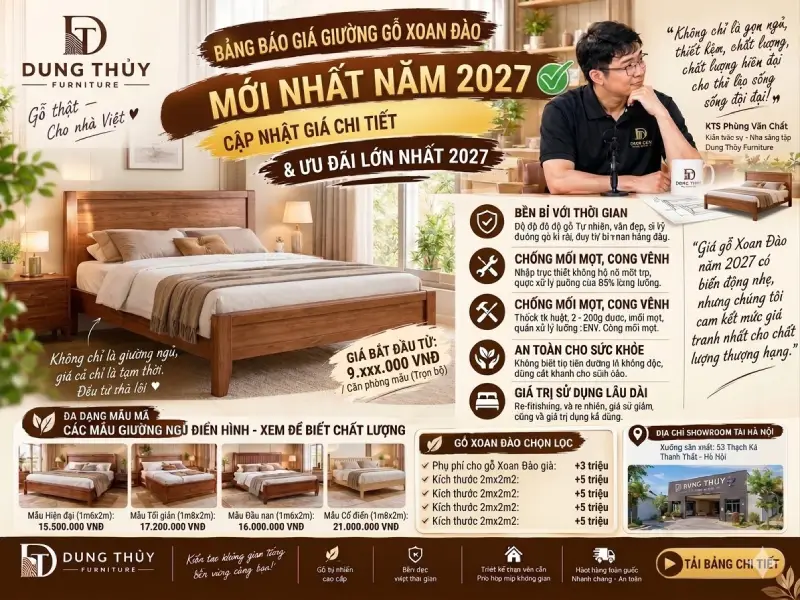 Bảng báo giá giường gỗ xoan đào