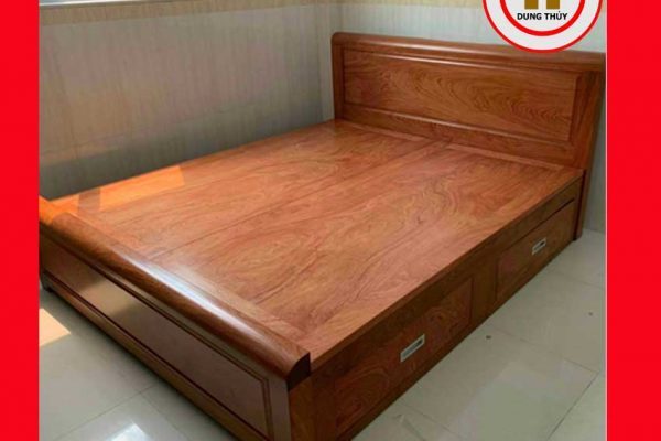 Giường ngủ 2 ngăn kéo gỗ gõ đỏ GN22
