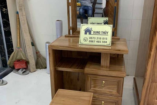 Bàn trang điểm 2 ngăn kéo gỗ hương xám TD09