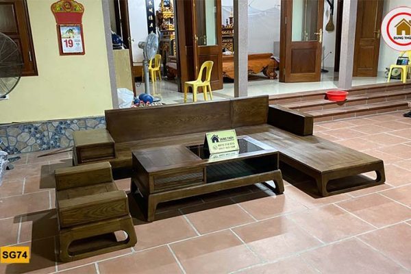 ghế sofa chân choãi gỗ sồi SG74