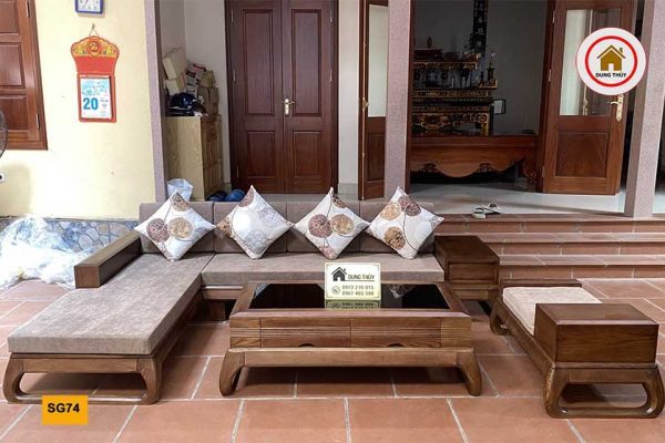 sofa chân choãi vòng gỗ sồi SG74