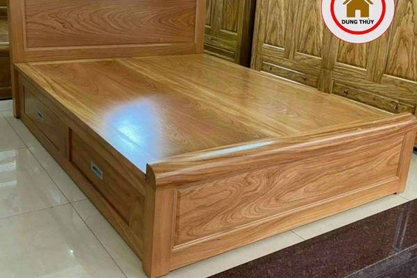 giường ngủ 2 ngăn kéo gỗ gõ GN22